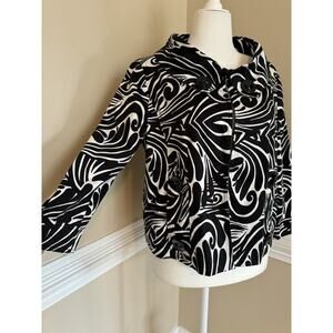 E-COLO-O-GIE JACKET, Blazer, Pockets, Womens Large, Retro Swing 60s Print